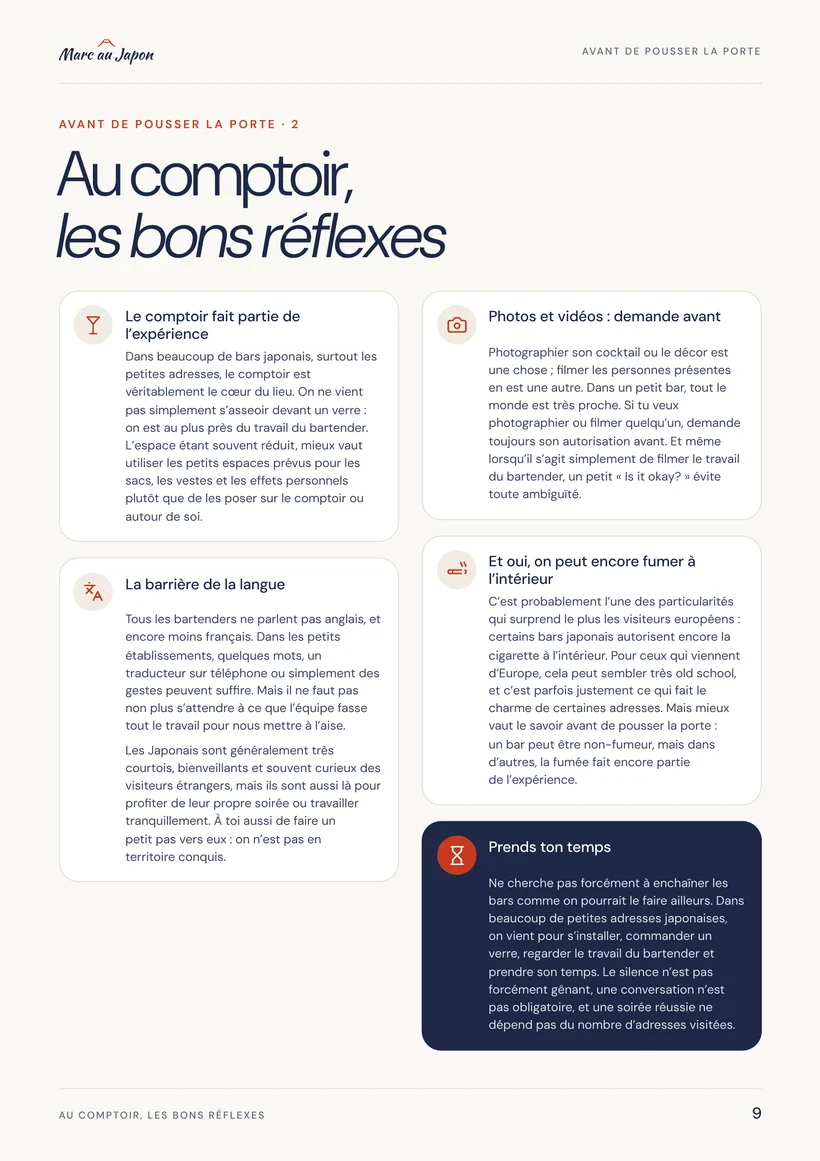 La page « Au comptoir, les bons réflexes »