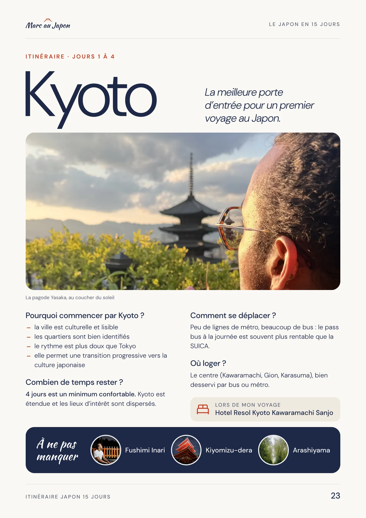 La page « Kyoto » du guide